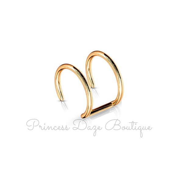 Rose Gold Clip On Ear Cuff /‎ Fake Cartilage Non Piercing Earring - Picture 1 of 1
